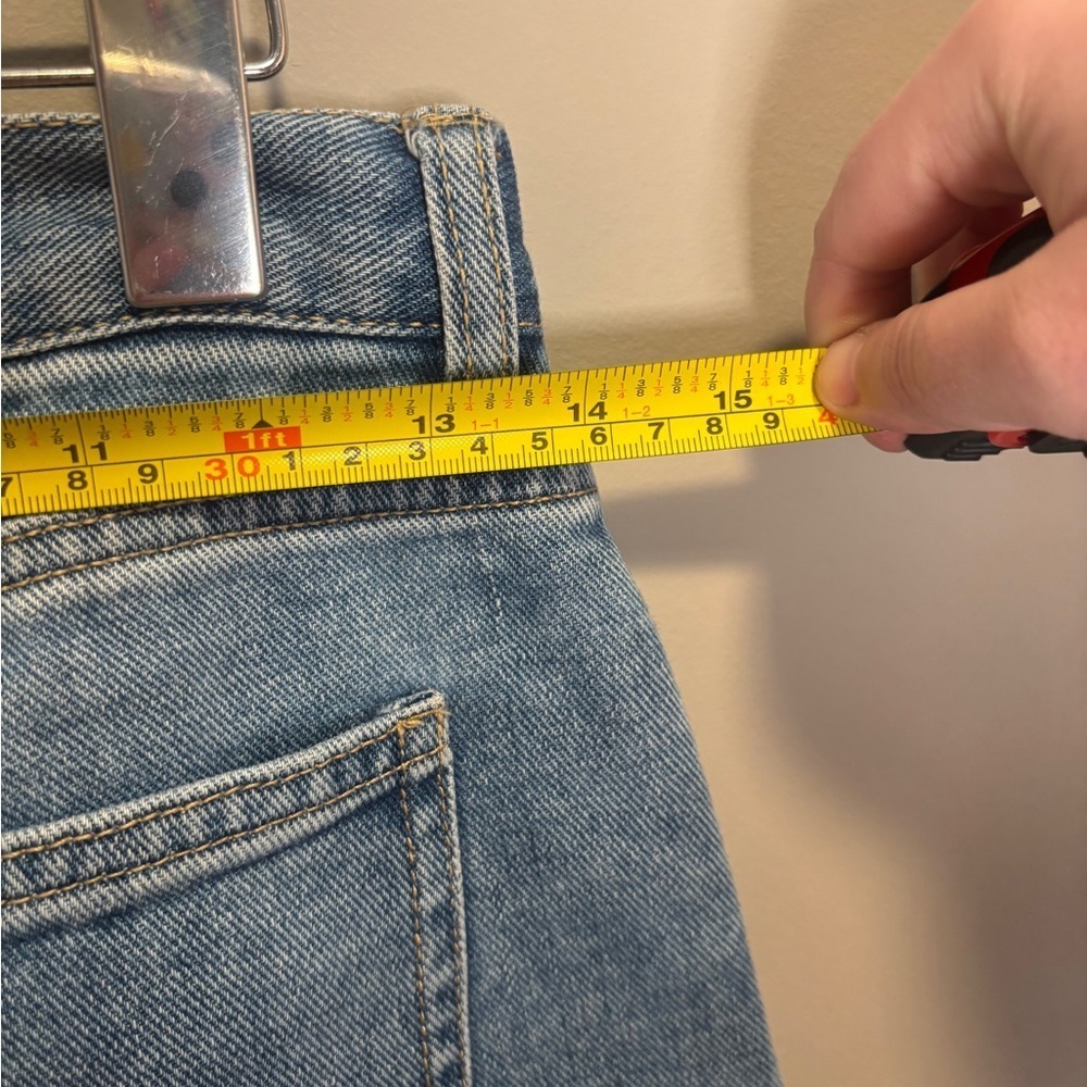 OAK + FORT Classic Distressed Blue Denim - Picture 8 of 9